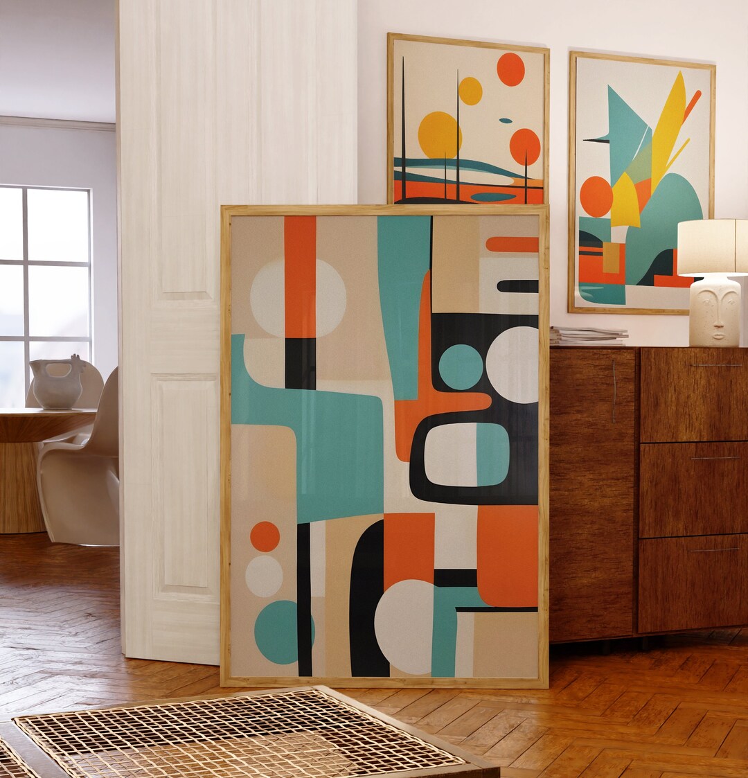 Geometric Bauhaus Print: Mid Century Modern Retro Wall Art - Etsy