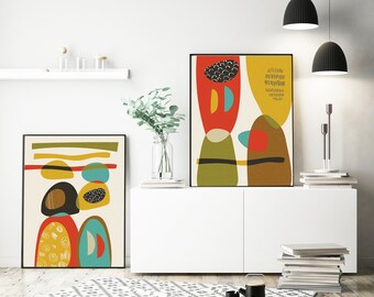Geometric Mid Century Modern Print Set: Bold Wall Art