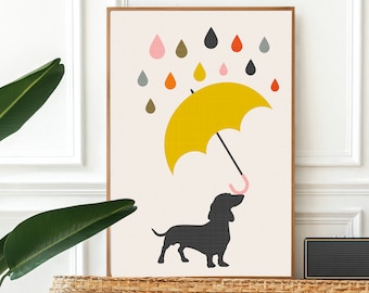 Retro Dog Print: Mid-Century Modern Dachshund Wall Art
