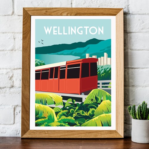 Wellington New Zealand Vintage Travel Poster Etsy