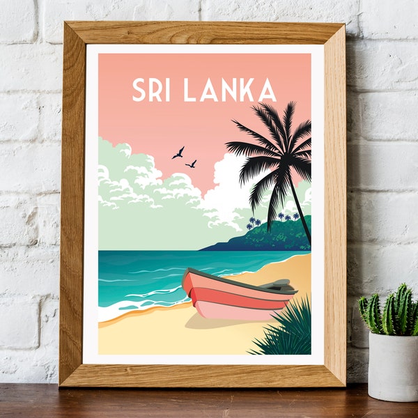 Sri Lanka print, Sri Lanka travel poster, Sri Lanka wall art, Sri Lanka travel print, retro travel print, travel wall art,