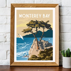 Monterey Bay print, Monterey Bay poster, Monterey Bay travel print, Monterey Bay travel poster, California travel print,