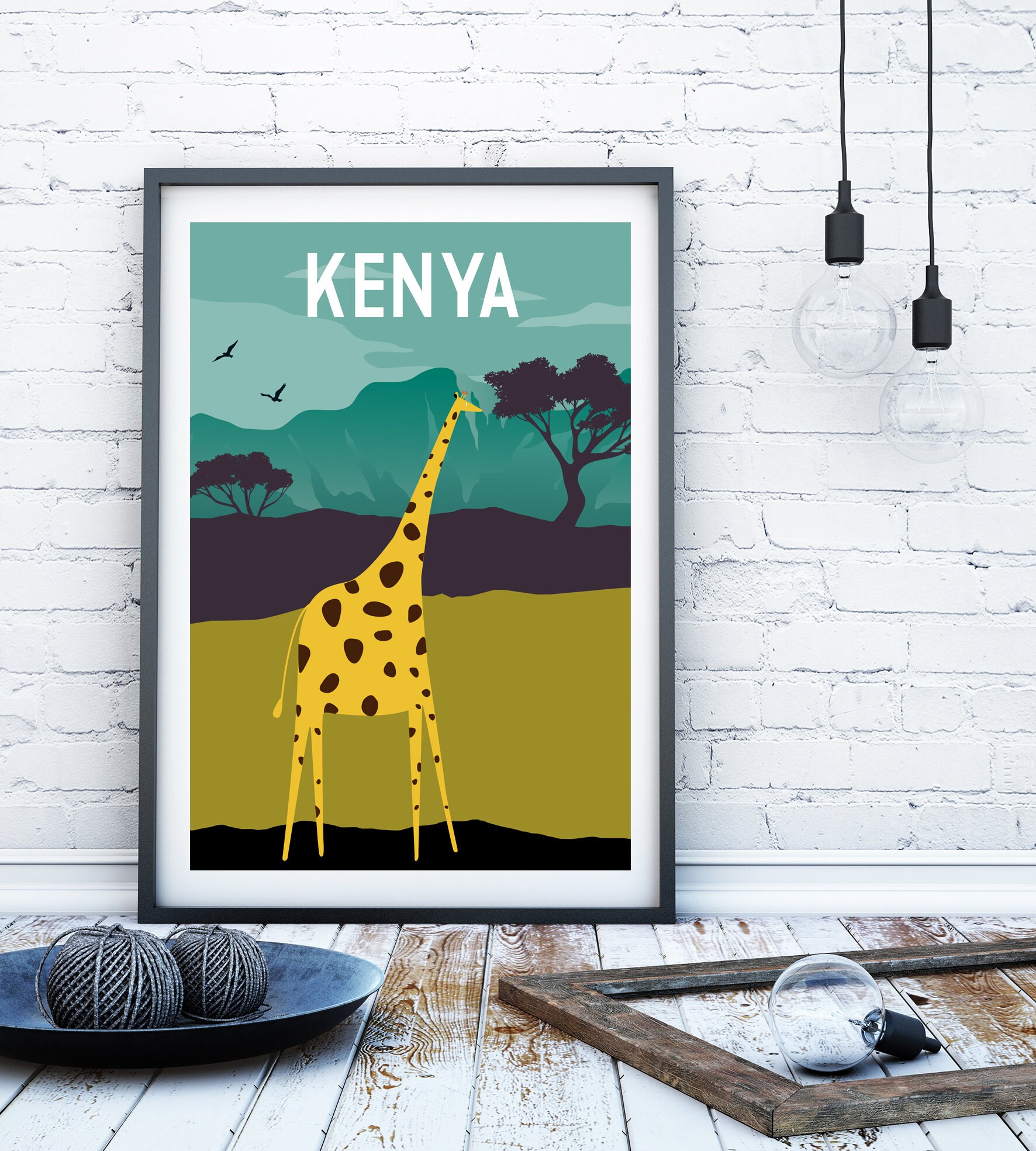 Kenya travel poster Kenya travel print Kenya wall art Kenya Etsy