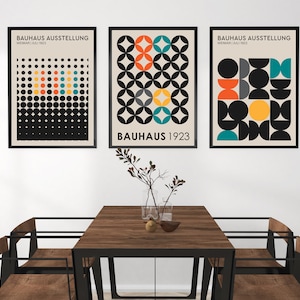 Mid century wall art, Bauhaus poster, Bauhaus print, Mid century modern wall art, Bauhaus wall art, retro print, geometric wall art set