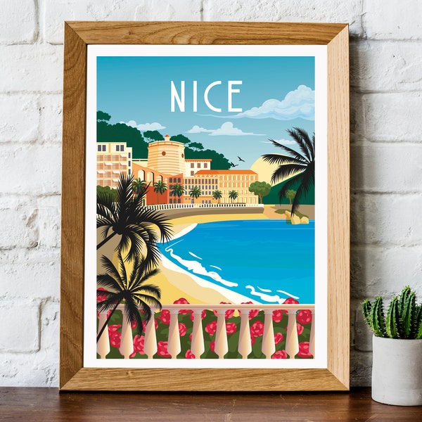 Nice travel print, Nice print, Nice travel poster, Cote d'azur print, French Riveria poster, French Riveria print,