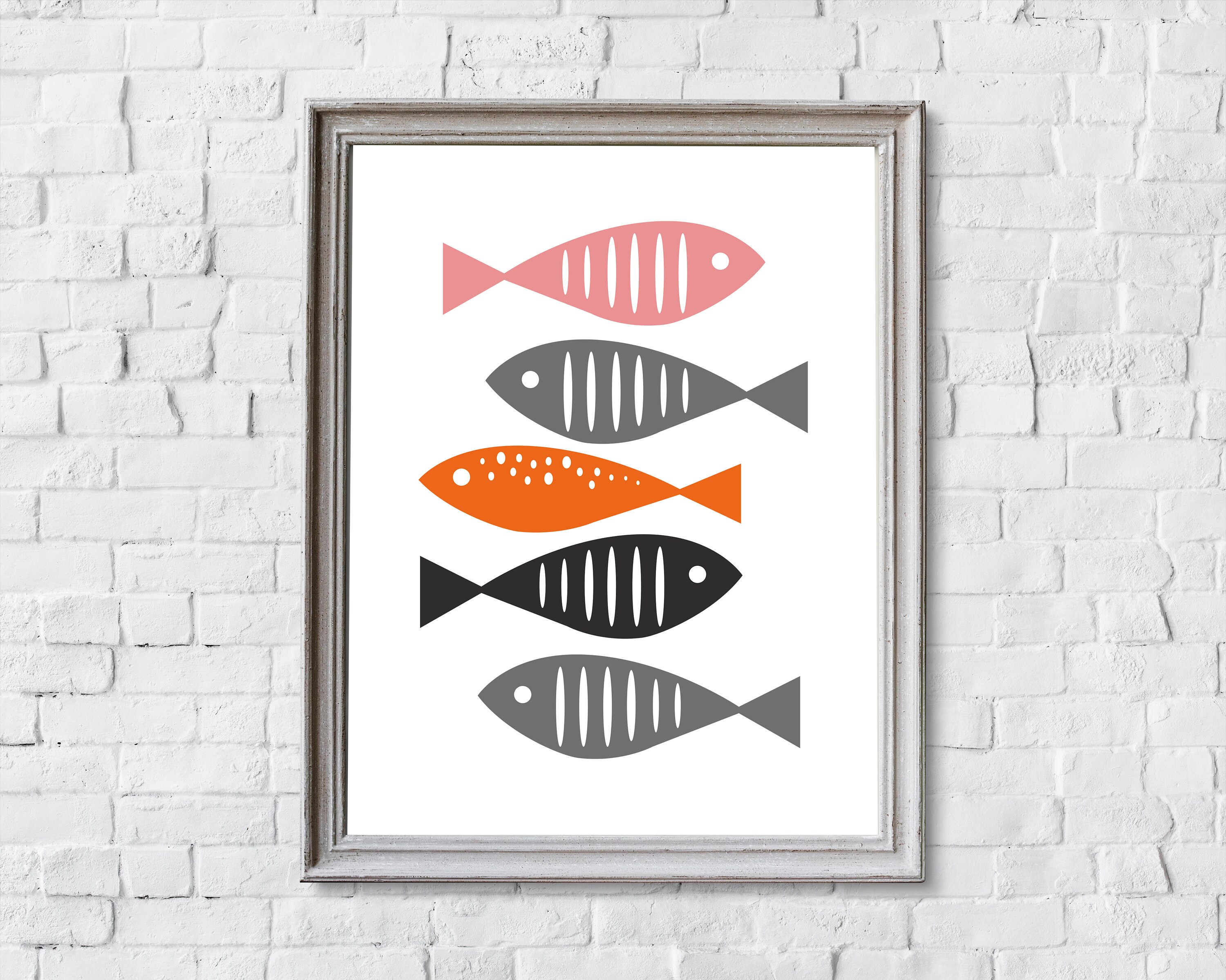 Fish print fish wall art fish painting bathroom wall art | Etsy