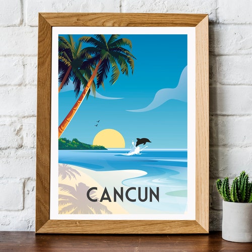 Cancun Print Cancun Travel Poster Cancun Wall Art Mexico Etsy