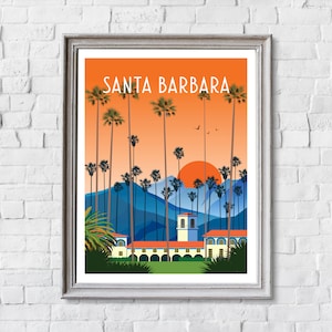 Santa Barbara print, California travel print, California poster, Santa Barbara poster Santa Barbara travel print Santa Barbara travel poster image 3