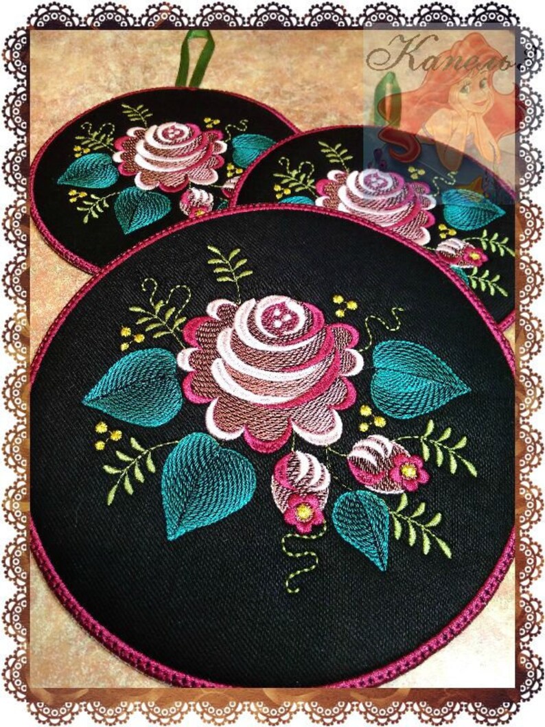 Digital embroidery Trivets Cotton Hot Pads Trivets kitchen Etsy