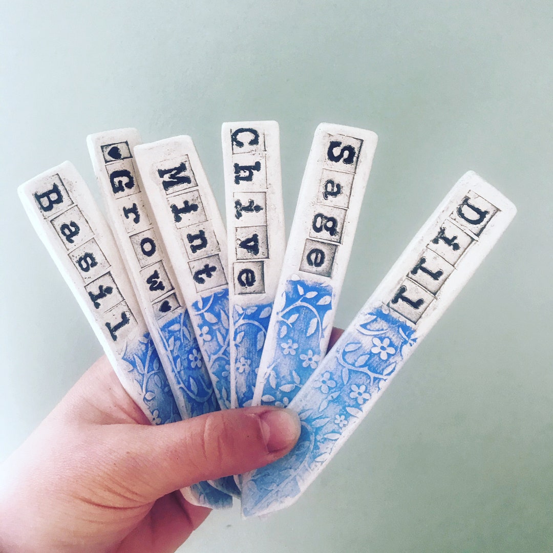 Set of 6 Herb Markers. Handmade Ceramic Herb Sticks. Herb Etsy UK