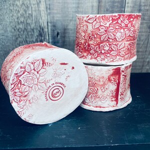 Red Rose Patterned Porcelain Tea Light Holder. Handmade Ceramic image 9