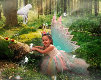 Avargue Custom Fairy Portrait, Child Fairy Photos, Fairy Photo Keepsakes, PhoArtFusion, Unicorn Fairy