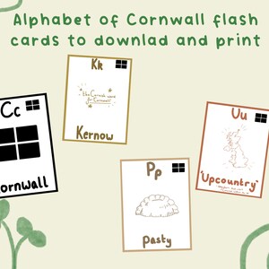 Alphabet of Cornwall flash cards, Printable, Digital Download, Pocket Size, Educational Tool