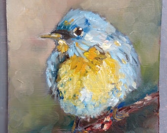 Portrait d'oiseaux peinture miniature originale
