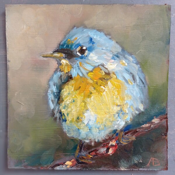 Portrait d'oiseaux peinture miniature originale