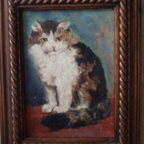 Vintage peinture miniature chaton /Châton MISTY /peinture animalière