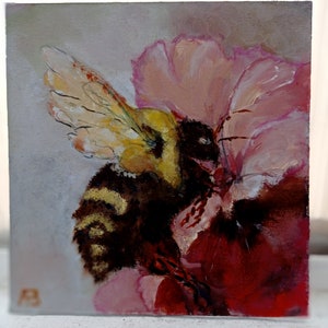 Portrait d'insecte/ peinture miniature originale/peinture à l'huile sur carton fort