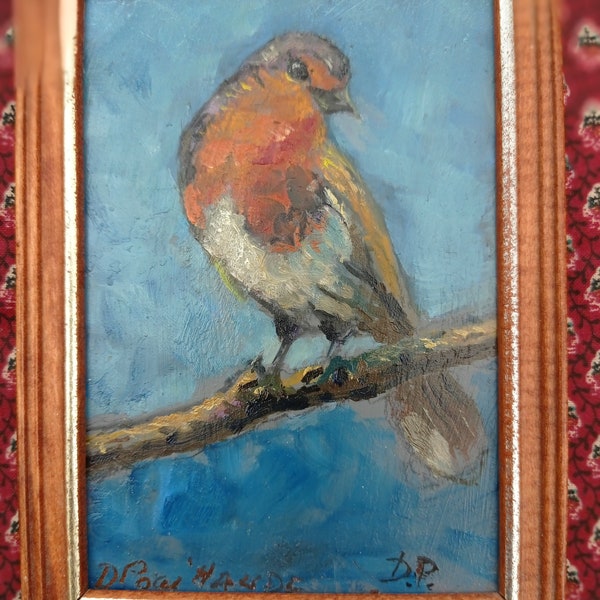 vintage peinture miniature oiseau