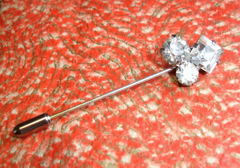 Diamante Pin and Earring Set Clear Rhinestone Stick Pin And Clip On Earrings Bridal Jewellery