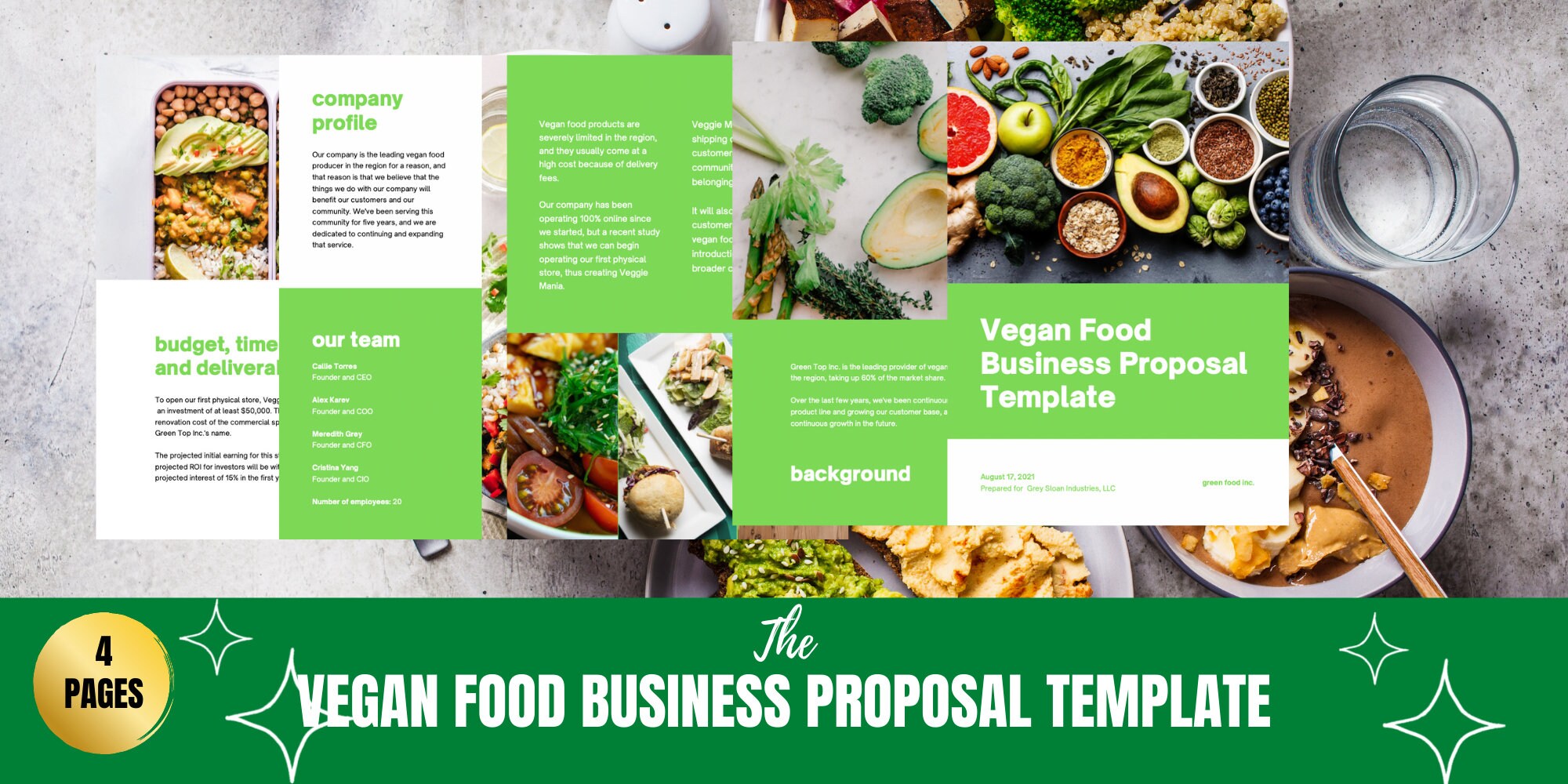 Vegan Food Business Proposal Template Vegan Food Business Etsy