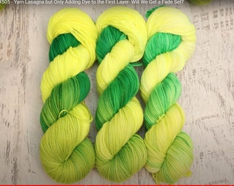 Yarn Mop Variegated  DK Weight Yarn (100% Superwash Merino) Hand Dyed in greens and yellow - 100 g