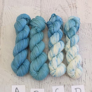 Tonal or Speckled DK Weight Yarn (100% Superwash Merino) Hand Dyed in a blue-green tones - 100 g