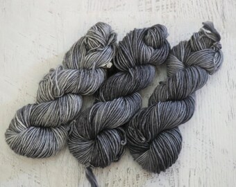 Glazed Aran Weight Yarn (Single Ply 100% Superwash Merino) - Hand Dyed in Gray tones - 100 g