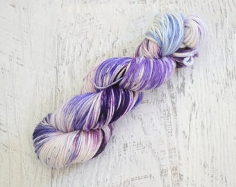 Variegated DK Weight Yarn (100% Superwash Merino) Hand Dyed with Multiple Violet and Purple Hues - 100 g