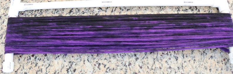 Gradient Super Bulky Weight Yarn 100% Wool, 44 Yards, 100 g hand dyed in a variegated purple and black gradient 100 g image 3