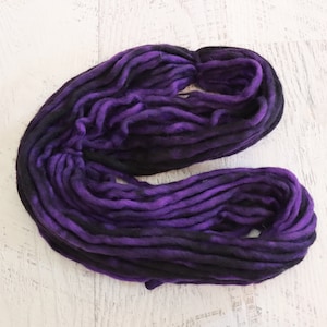 Gradient Super Bulky Weight Yarn 100% Wool, 44 Yards, 100 g hand dyed in a variegated purple and black gradient 100 g image 4