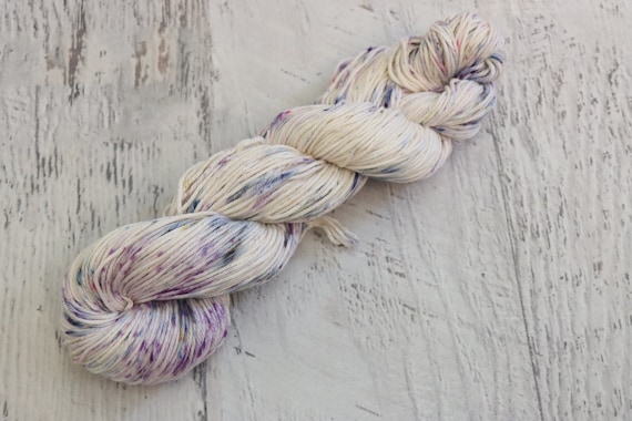 Speckled Worsted Weight Cotton Yarn 7525 Cotton/acrylic Hand Dyed With  Purple, Blue With Hints of Pink & Yellow 100 G 