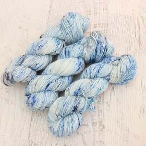 Blue Speckled DK Weight Yarn (100% Superwash Merino) Hand Dyed in a Blue and Grays - 100 g