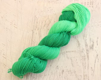 Green Dip Dyed Fingering Weight Sock Yarn (75/25 Superwash Merino/ Nylon)