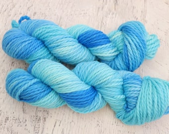 Blue Dip Dyed Bulky Weight Yarn (100% Superwash Merino Wool) Hand Dyed in shades of blue - 100 g