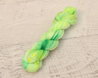 Yarn Mop Variegated  DK Weight Yarn (100% Superwash Merino) Hand Dyed in greens and yellow - 100 g