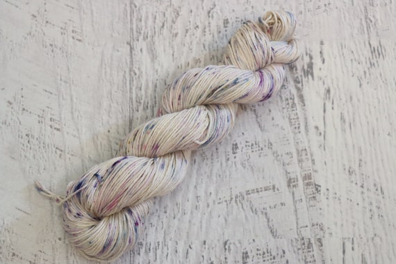 Speckled Worsted Weight Cotton Yarn 70/30 Cotton/linen Hand Dyed With  Purple, Blue With Hints of Pink & Yellow 100 G 