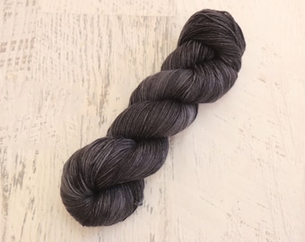 Tonal Dark Gray / Light Black Fingering Weight Sock Yarn (75/25 Superwash Merino/ Nylon) - hand dyed dark gray / light black tones 100 g