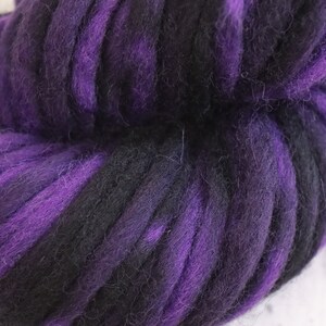 Gradient Super Bulky Weight Yarn 100% Wool, 44 Yards, 100 g hand dyed in a variegated purple and black gradient 100 g image 5