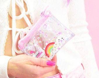 Liquid Glitter Coin Purse - Over the Rainbow - Jelly Wallet - Cloud Wallet - Small Purse - Fashion Wallet - Glitter Wallet - Spring Wallet