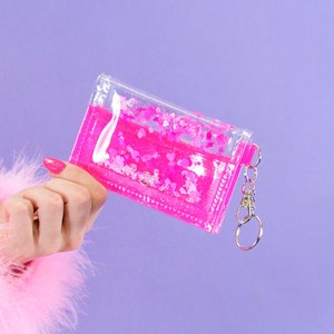 Liquid Glitter Tiny Wallet - Stupid Cupid - Pink Wallet - Jelly Wallet - PVC Wallet - Valentines - Small Wallet - Clear Wallet - Glitter