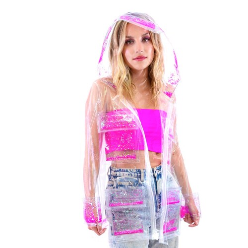 Liquid Glitter Raincoat Bubblegum Clear 