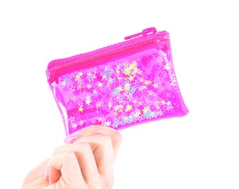 Liquid Glitter Coin Purse, Star Dazed, Jelly Wallet, Cute Wallet, Star Wallet, Neon Wallet, Plastic Wallet, Pink Wallet, Fashion Wallet