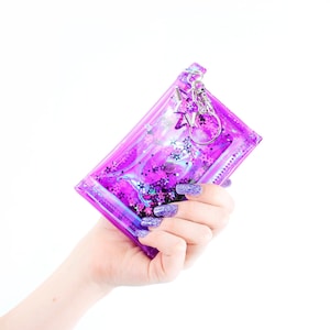 Star Crush Liquid Glitter Tiny Wallet - Small Wallet - Jelly Wallet - iridescent Wallet