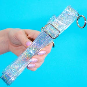 Holografisk silverfärgad vinylväskrem - Axelrem - Glitterrem - Jelly - Vinyl - Justerbar - Avtagbar