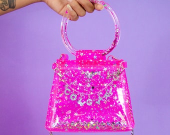 Liquid Glitter Ring Handle Mini Purse - Yeehawlicious - Pink Purse - Glitter Purse - Cowgirl Purse - Star Bag - Festival Purse - Jelly Purse