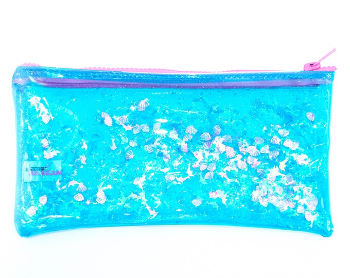 Liquid Glitter Pencil Case Aquamarine Etsy