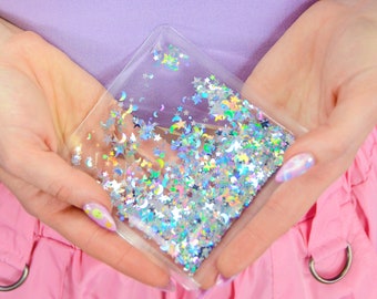 Liquid Glitter Sparkle Square - Disco Diva - Holographic Glitter - Sensory Item - Fidget Item - Quicksand - Sparkle - Water Mat