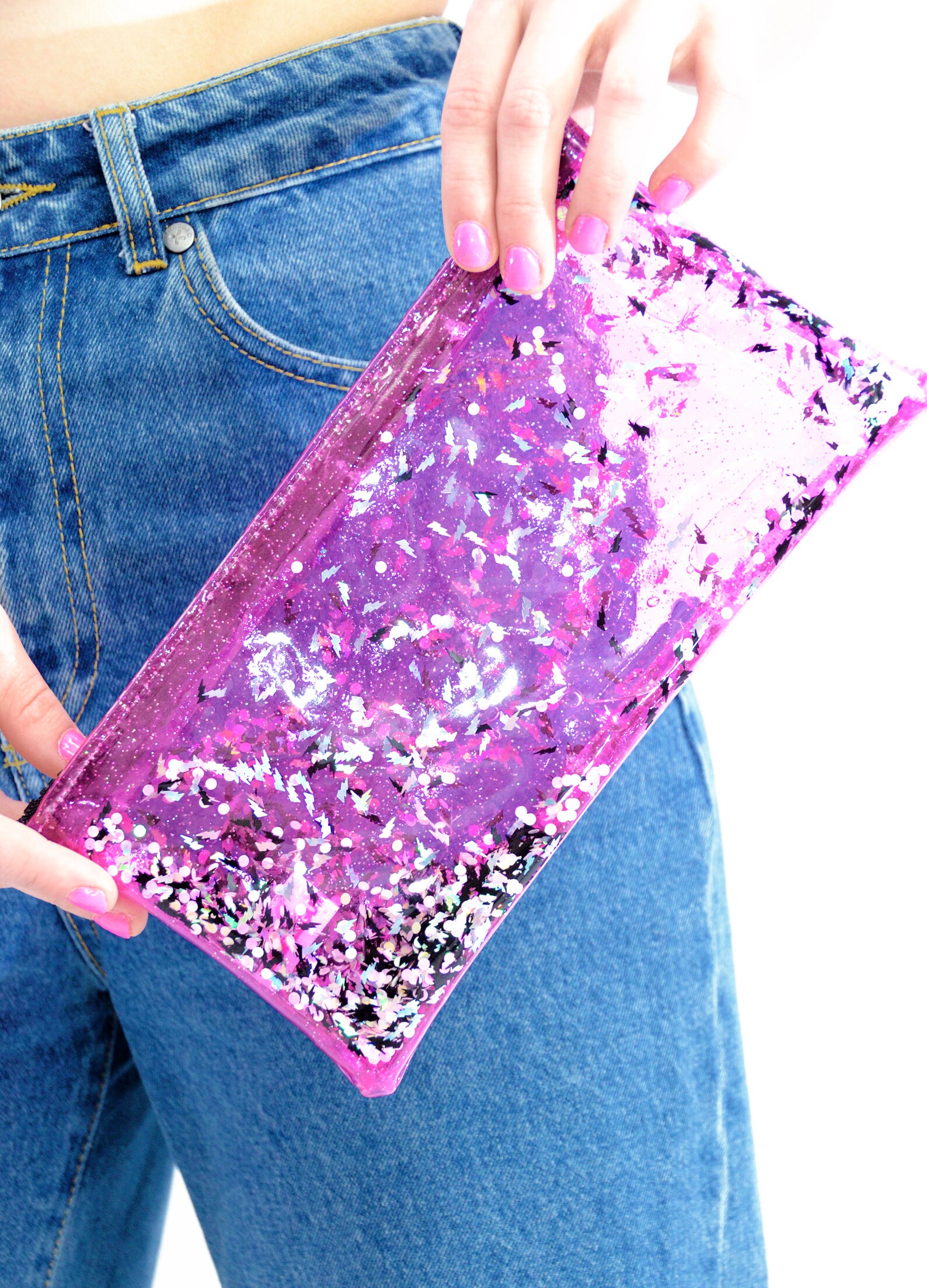 Liquid Glitter Pencil Case Electric Bubblegum Etsy