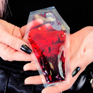 Liquid Glitter Coffin Sparkle Square - Bloodsucker - Fidget Toy - Halloween Toy - Trick or Treat - Vampire - Stress Relief - Sensory Item image 1