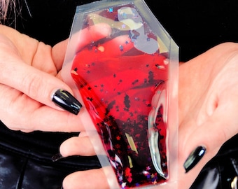 Liquid Glitter Coffin Sparkle Square - Bloodsucker - Fidget Toy - Halloween Toy - Trick or Treat - Vampire - Stress Relief - Sensory Item